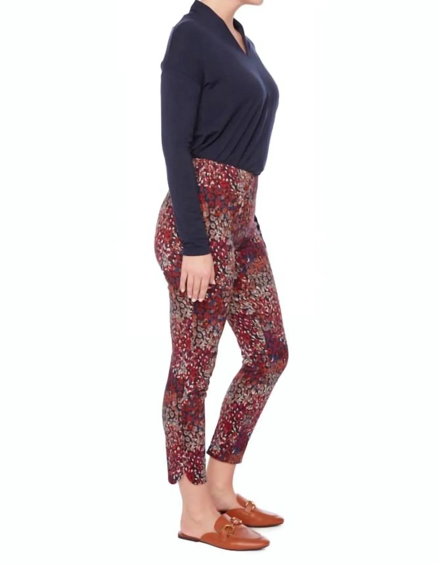 28" Techno Petal Ankle Pants In Cranberry