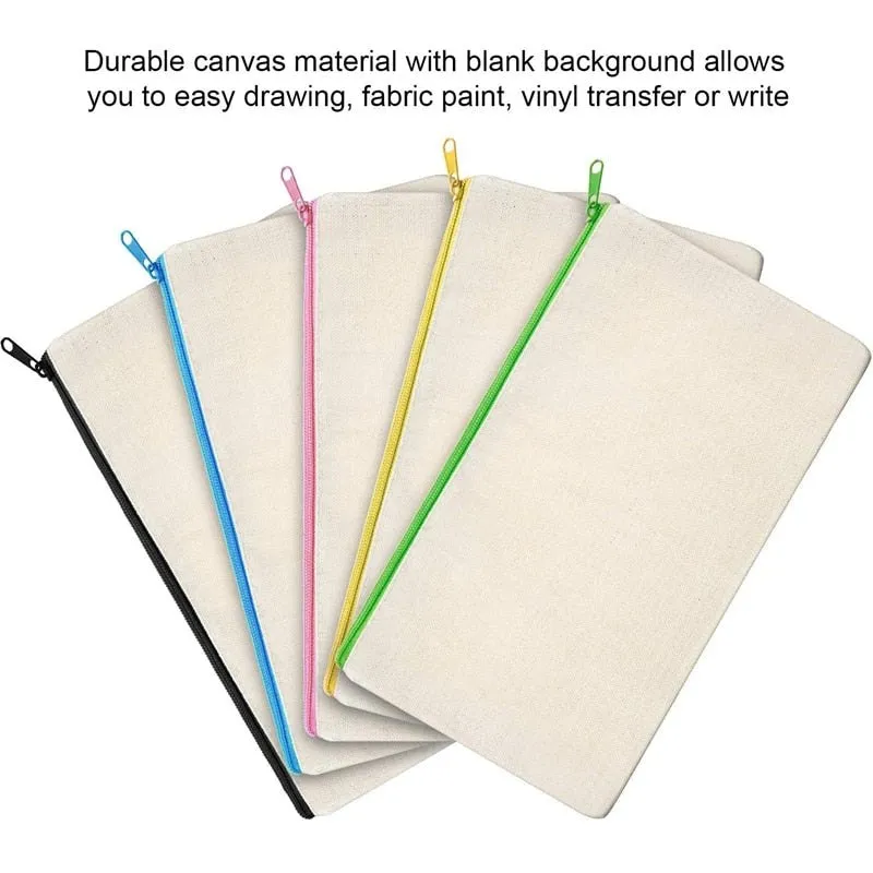 40 Pack Blank Canvas Zipper Bags