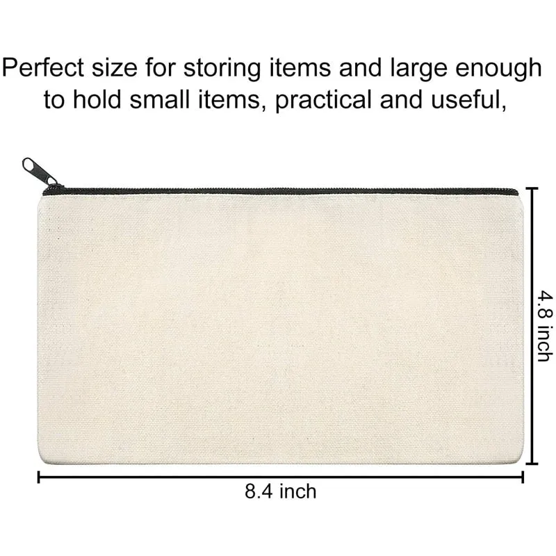 40 Pack Blank Canvas Zipper Bags