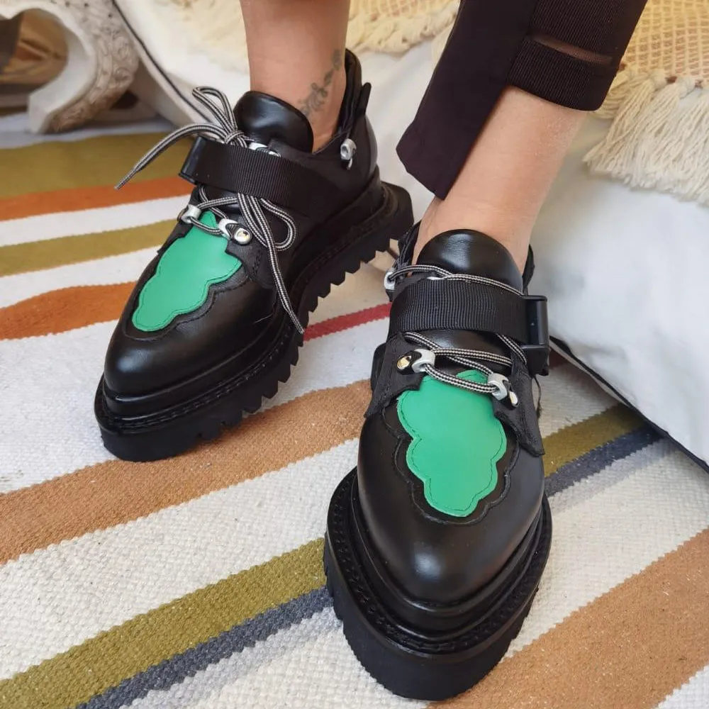 Acid Cloud black leather shoes