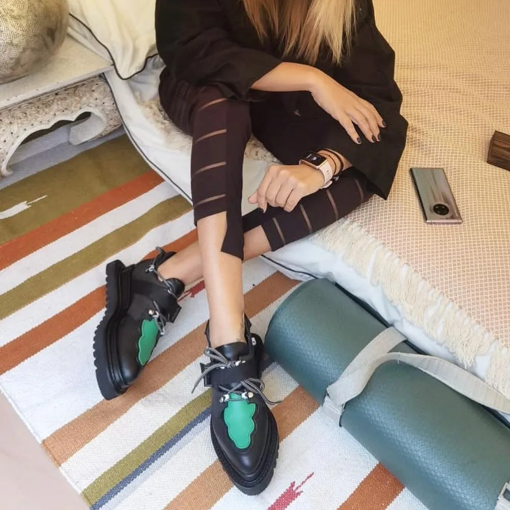 Acid Cloud black leather shoes