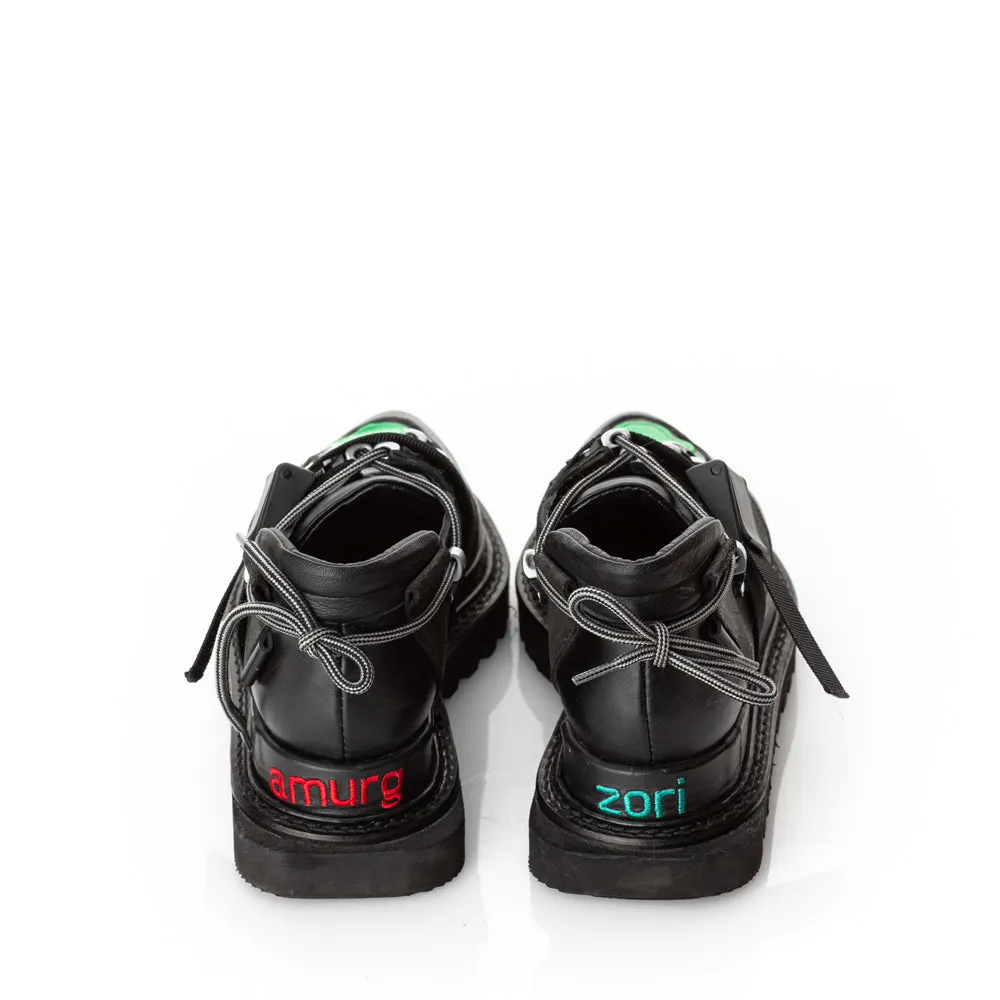 Acid Cloud black leather shoes