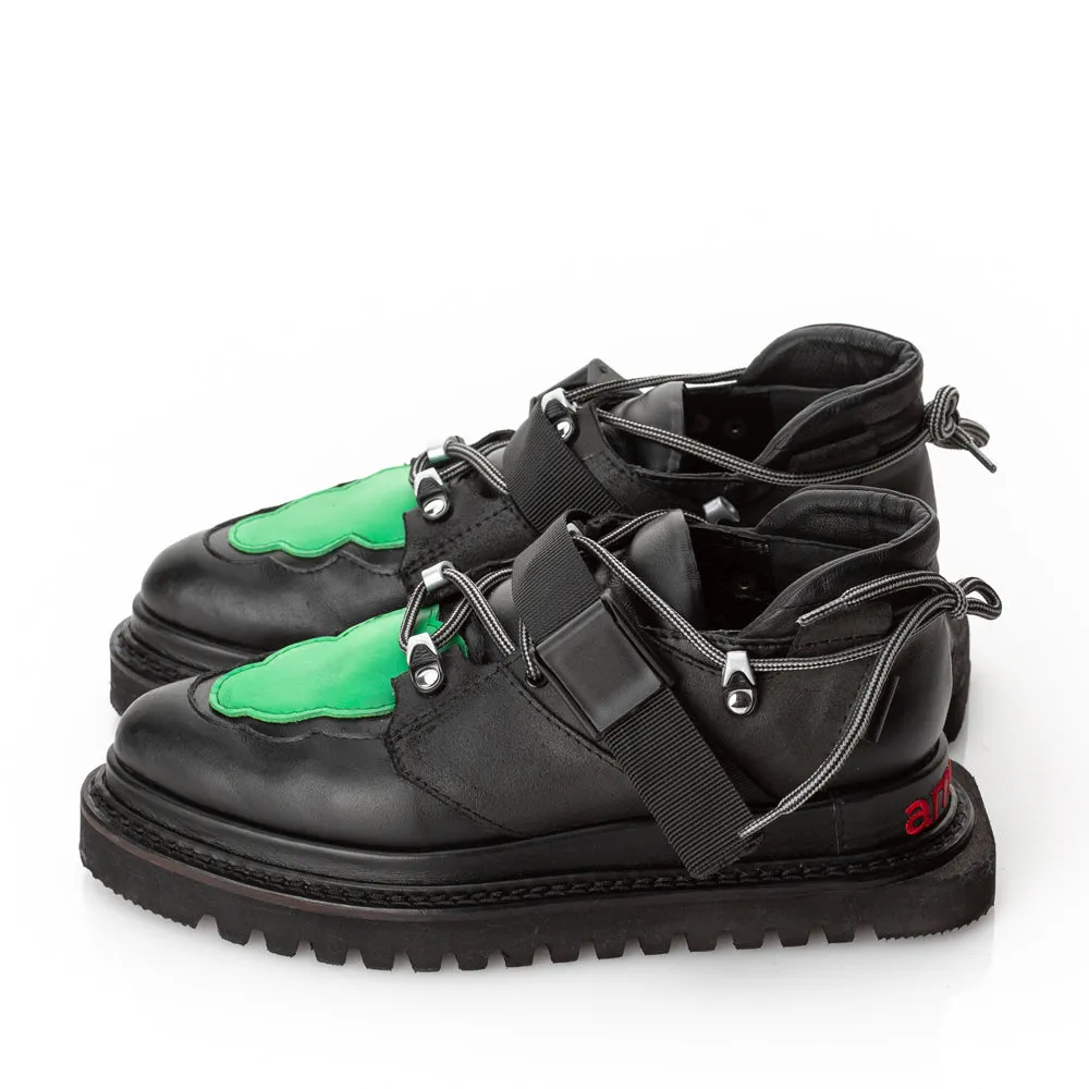 Acid Cloud black leather shoes