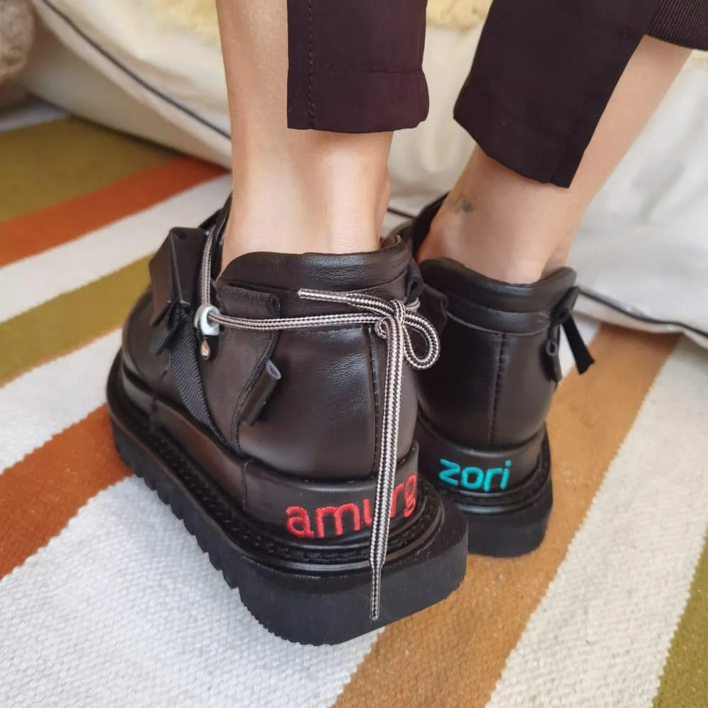 Acid Cloud black leather shoes