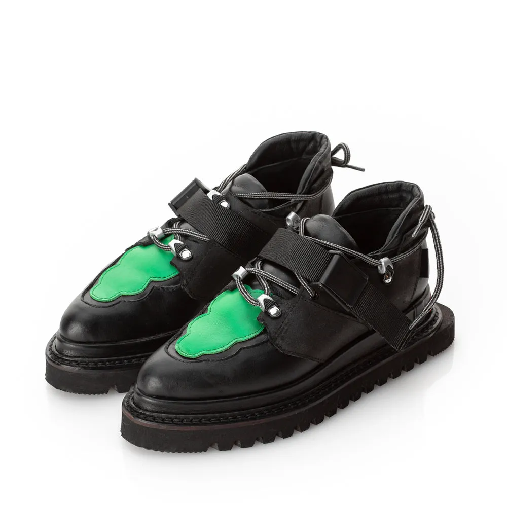 Acid Cloud black leather shoes