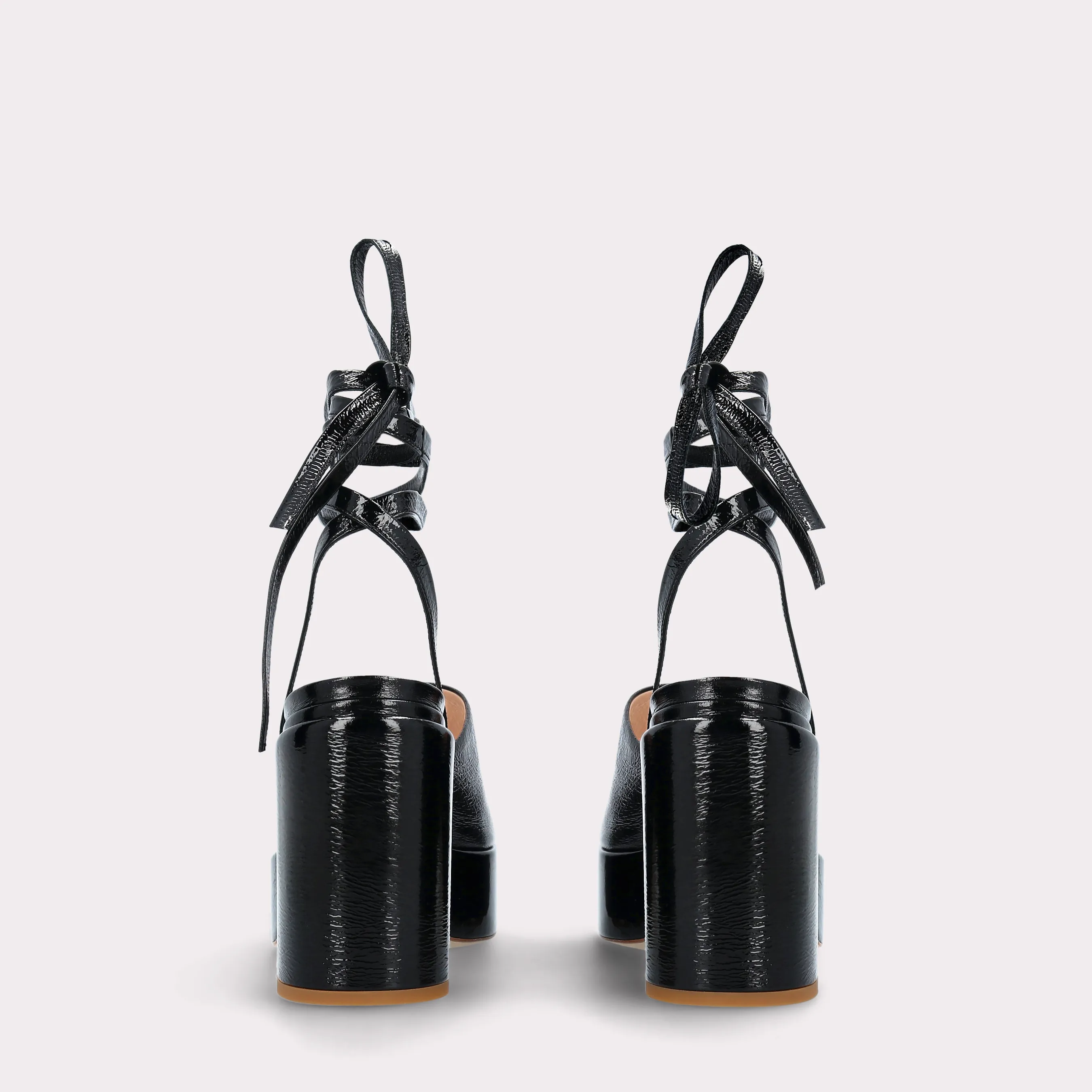 AKAADA 02 BLACK CRUSHED PATENT LEATHER SANDALS