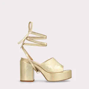 AKAADA 02 GOLD CRUSHED PATENT LEATHER SANDALS