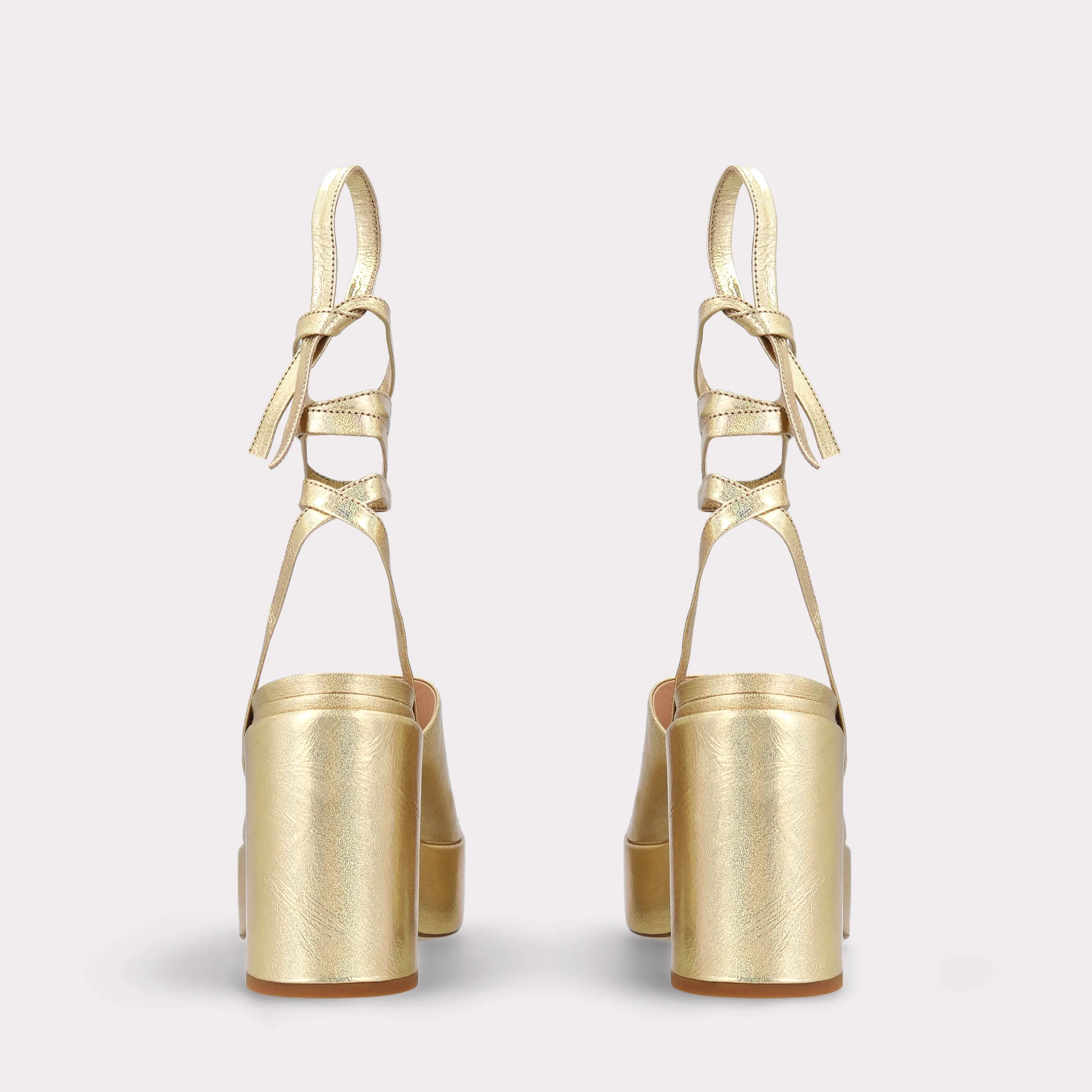 AKAADA 02 GOLD CRUSHED PATENT LEATHER SANDALS