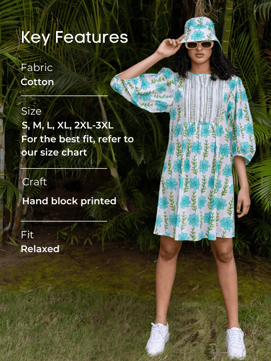 Aloha Block Printed Cotton Midi Dress