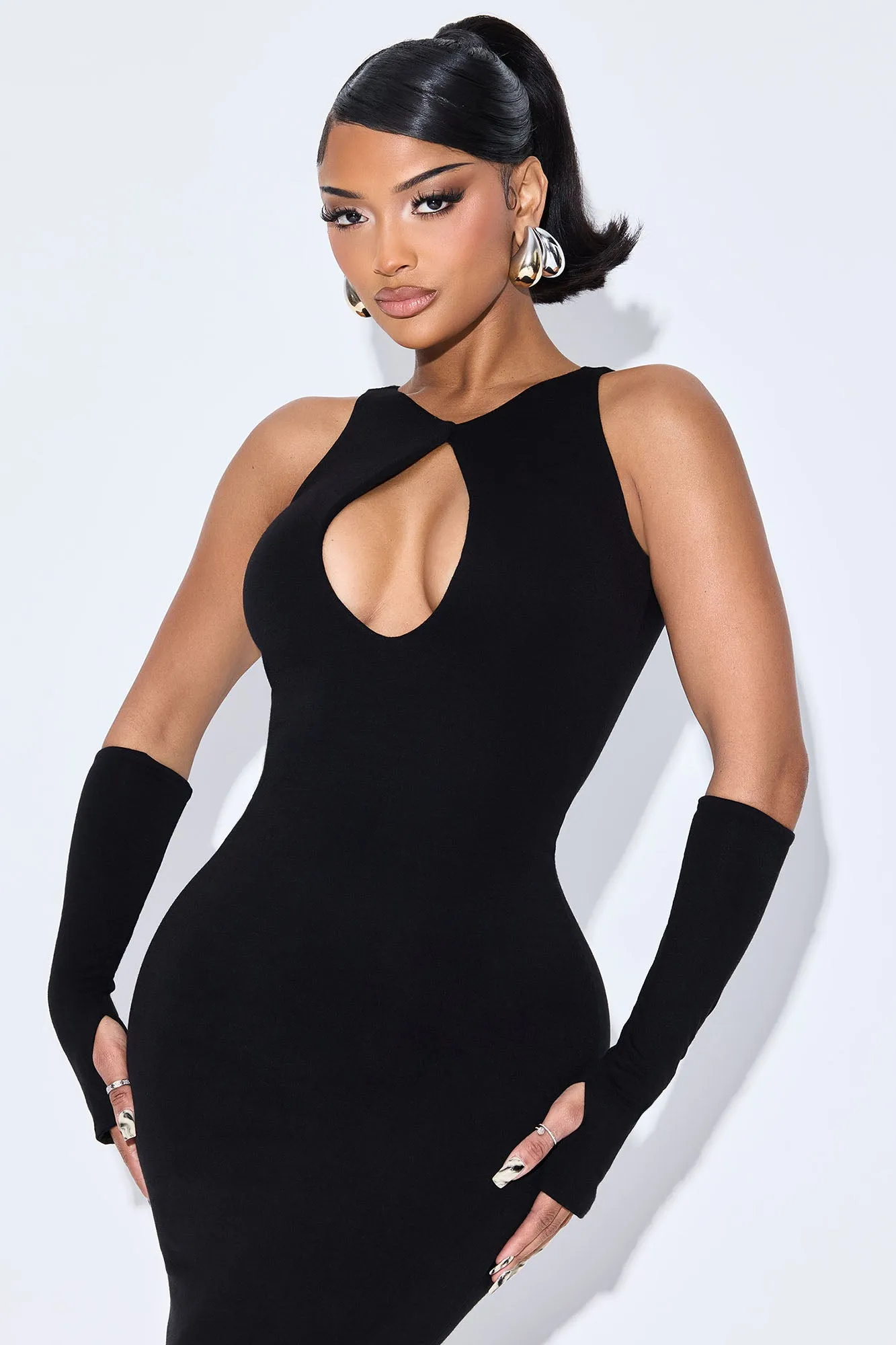 Amelia Cut Out Maxi Dress - Black
