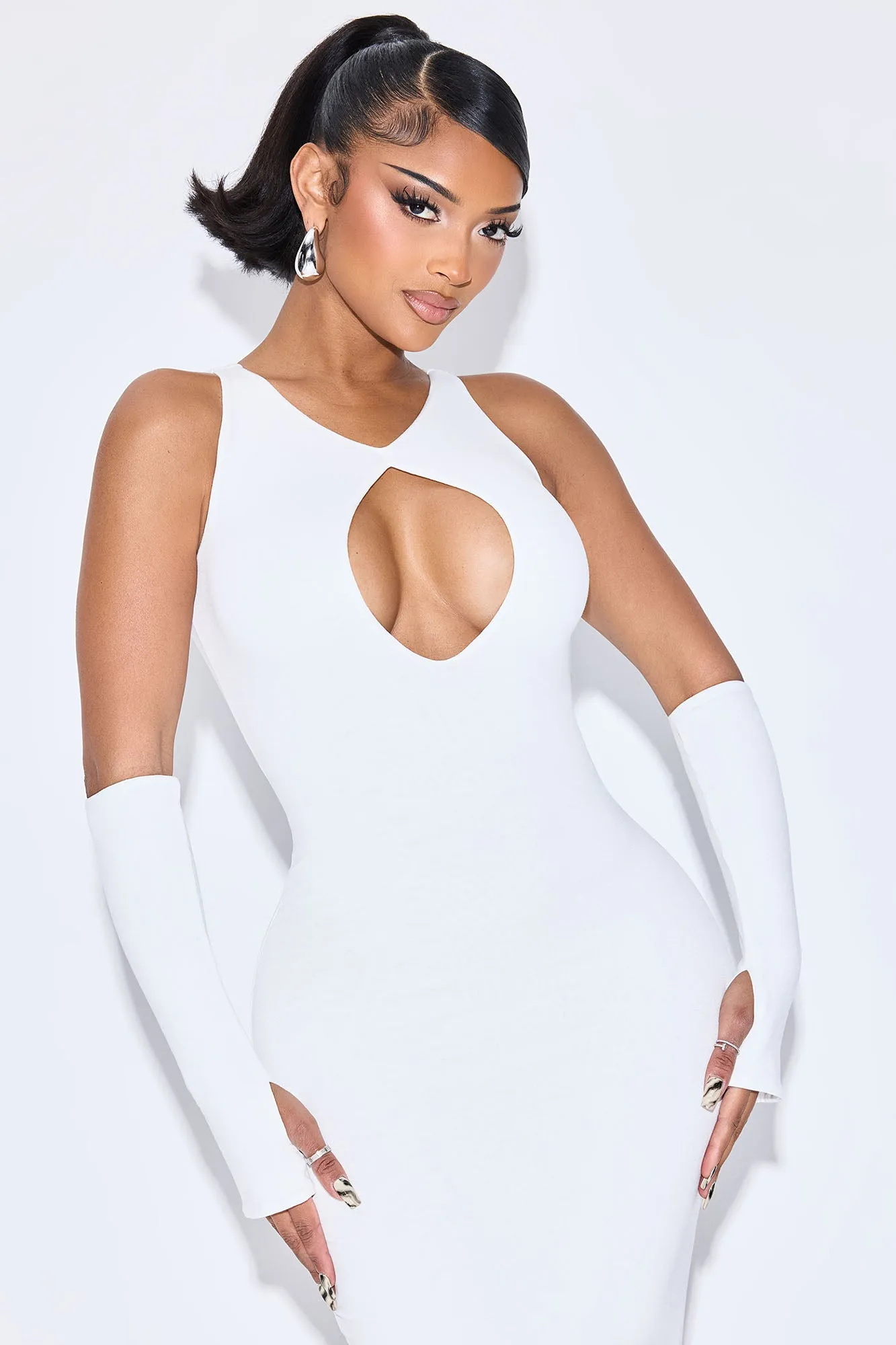 Amelia Cut Out Maxi Dress - Off White