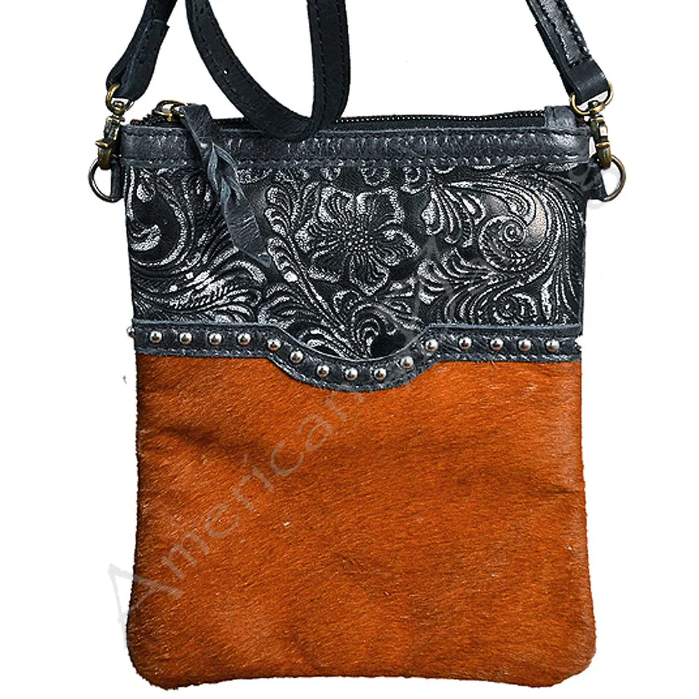 American Darling ADBGS130 Crossbody Hand Tooled Hair-On Genuine Leather Women Bag Western Handbag Purse