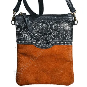 American Darling ADBGS130 Crossbody Hand Tooled Hair-On Genuine Leather Women Bag Western Handbag Purse