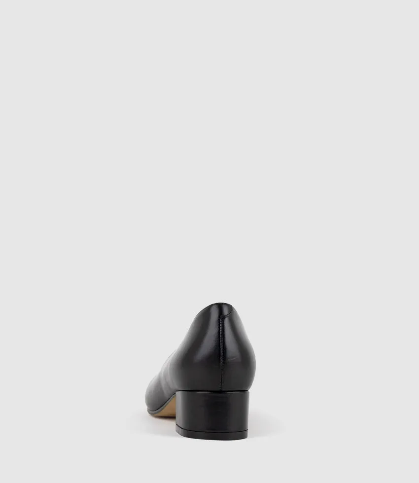 AUDREY35 Low Block Heel Pump in Black Calf