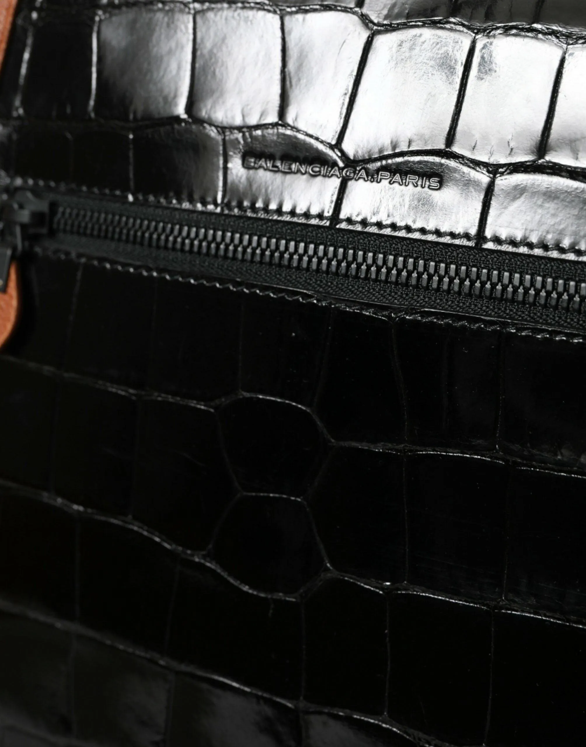 Balenciaga Croc Leather Brown Crossbody Bag