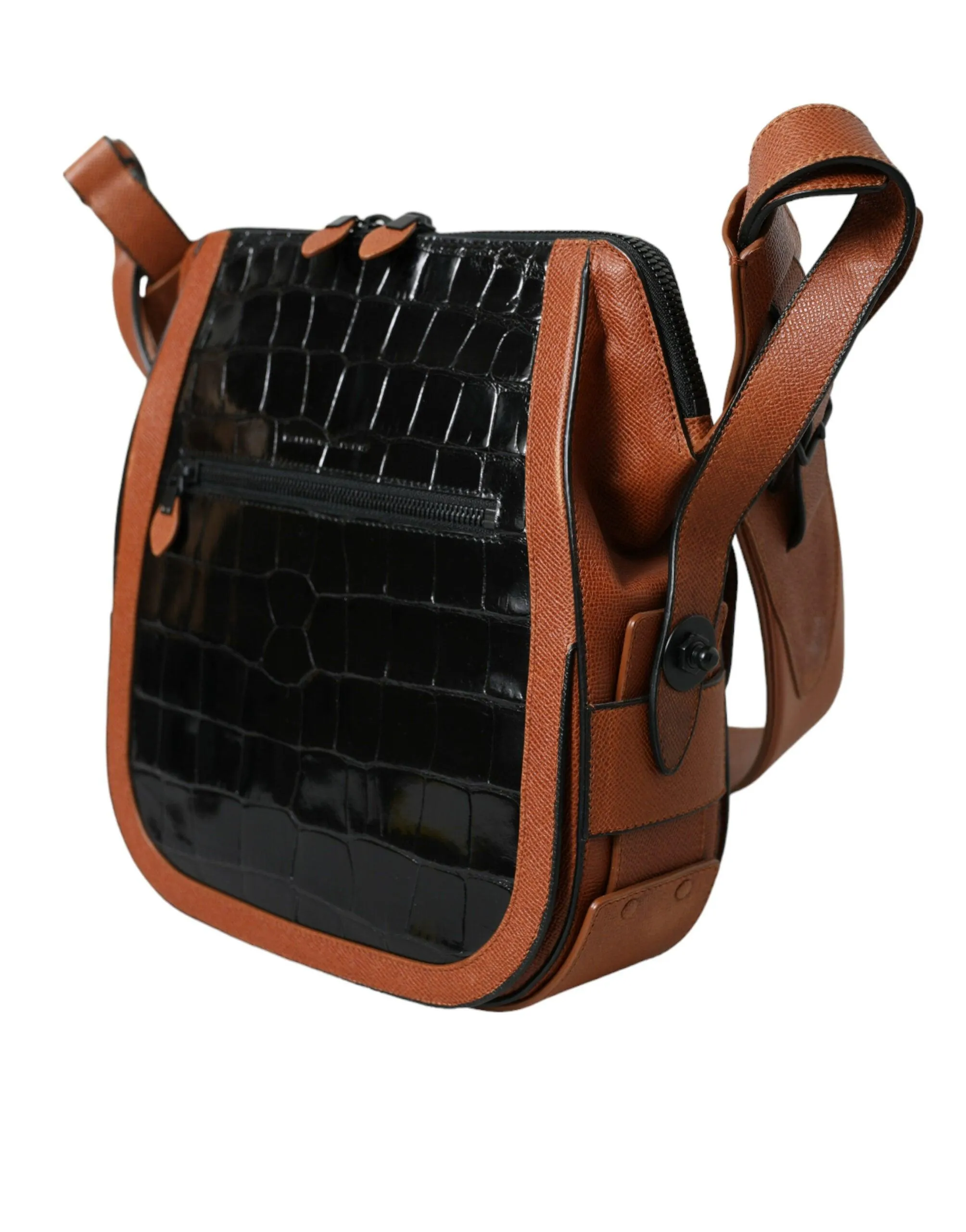 Balenciaga Croc Leather Brown Crossbody Bag
