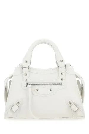 Balenciaga Women White Leather Mini Neo Classic Handbag