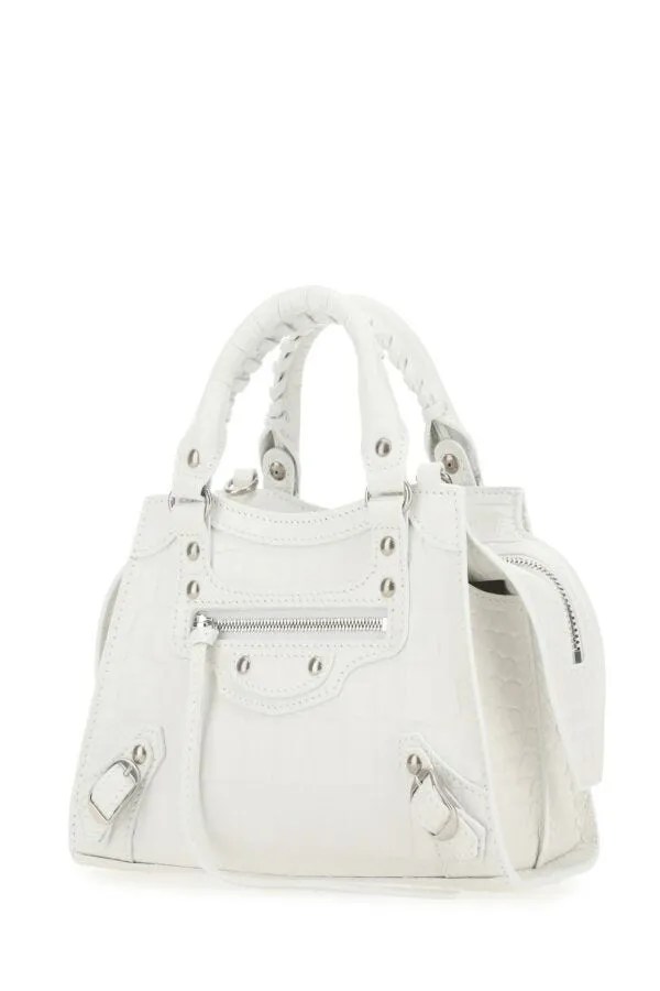 Balenciaga Women White Leather Mini Neo Classic Handbag