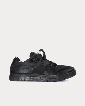 Basketball Destroyed Leather Black Low Top Sneakers
