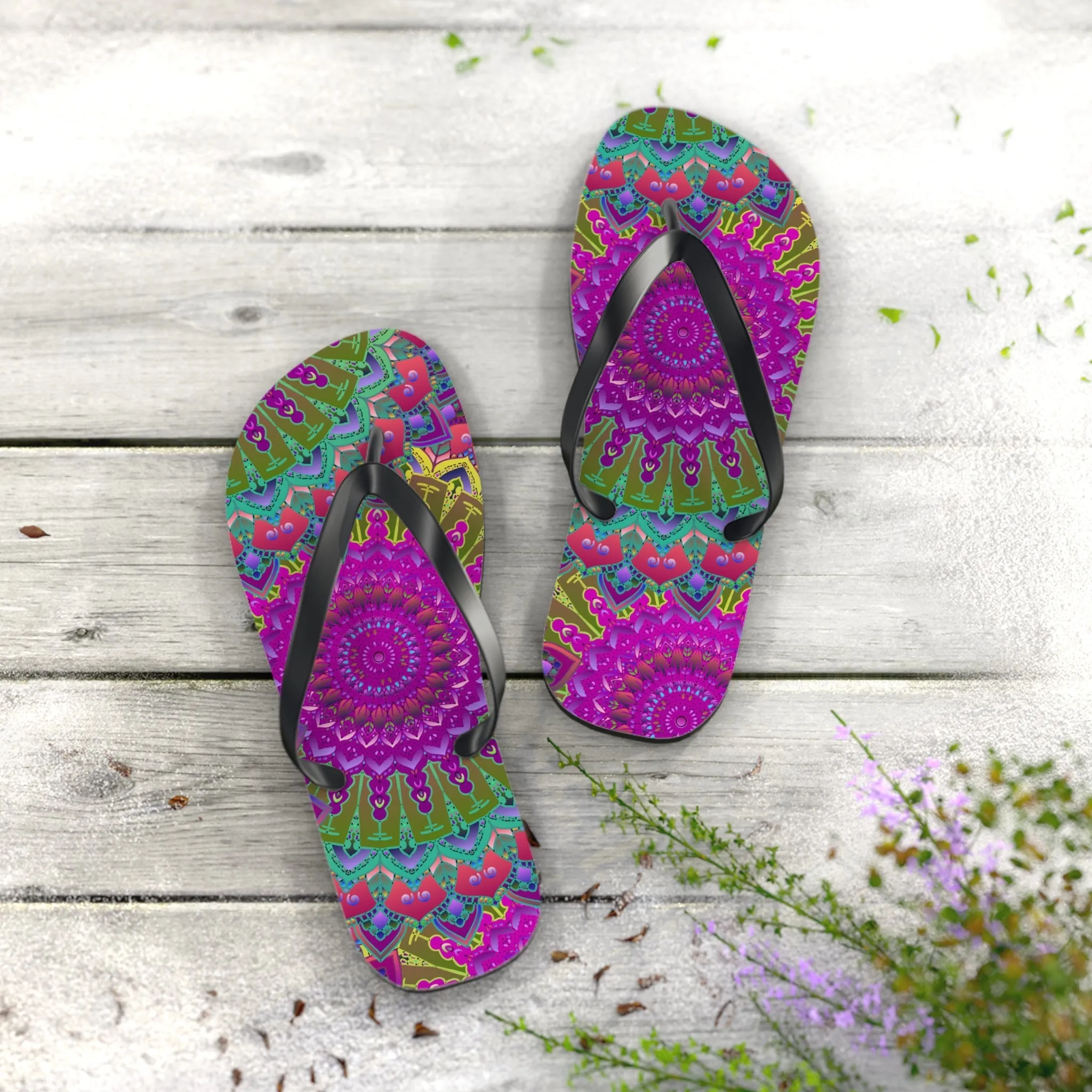 Bohemian Mandala Flip Flops