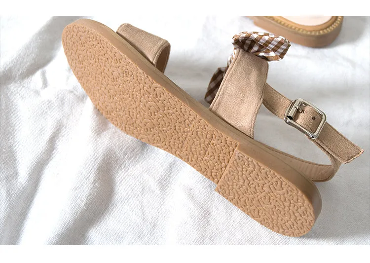 BOOPDO DESIGN BOW STRIPE SANDALS