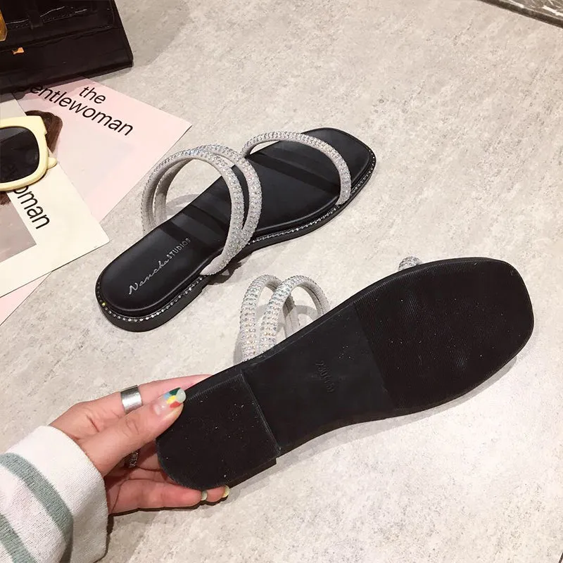 BOOPDO DESIGN GLITTER TUBE FLAT SLIDER SANDAL