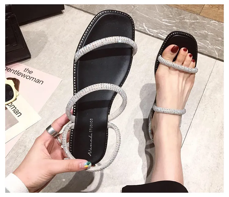 BOOPDO DESIGN GLITTER TUBE FLAT SLIDER SANDAL