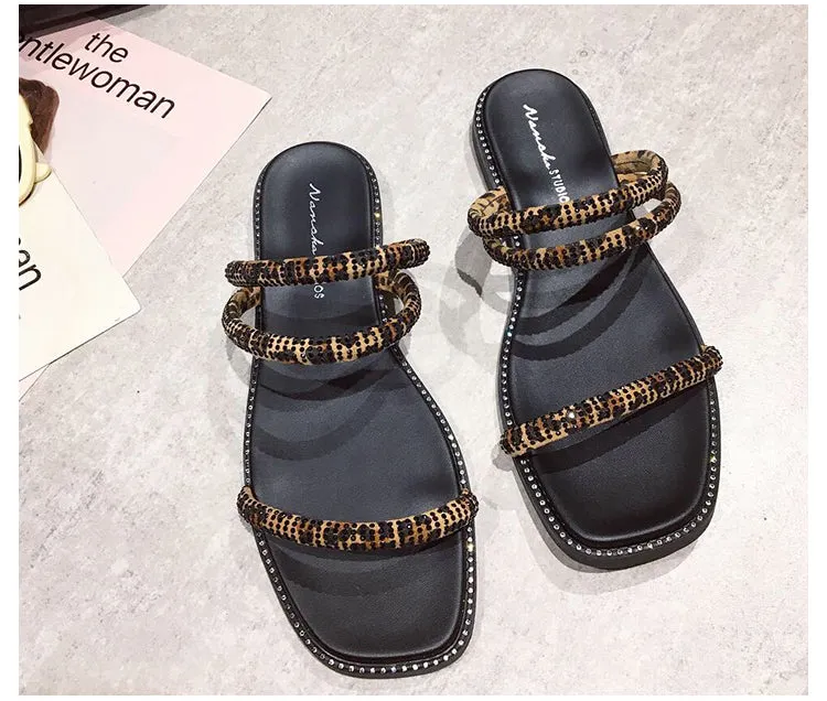 BOOPDO DESIGN GLITTER TUBE FLAT SLIDER SANDAL