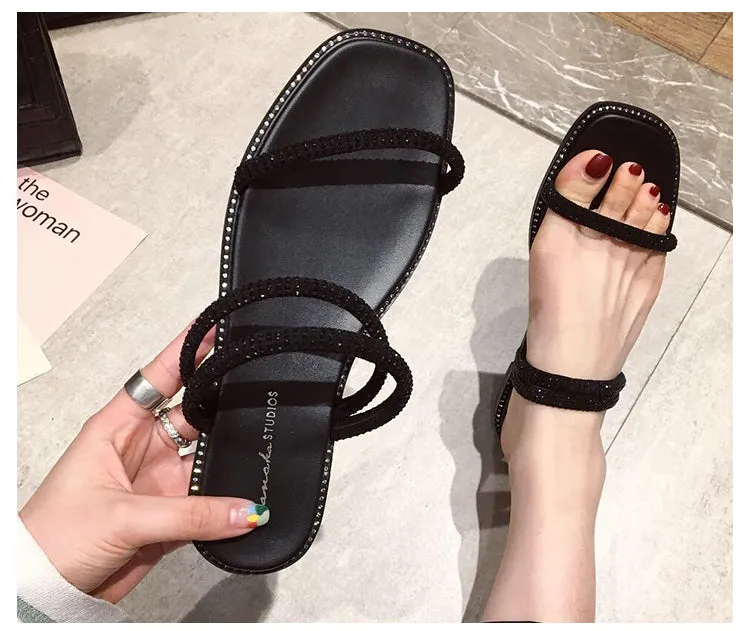 BOOPDO DESIGN GLITTER TUBE FLAT SLIDER SANDAL