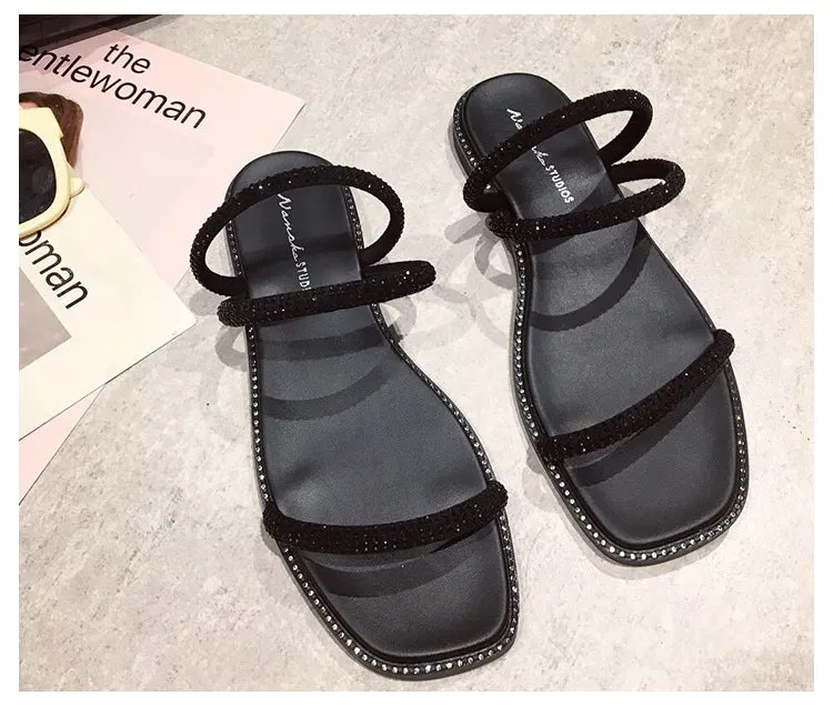 BOOPDO DESIGN GLITTER TUBE FLAT SLIDER SANDAL