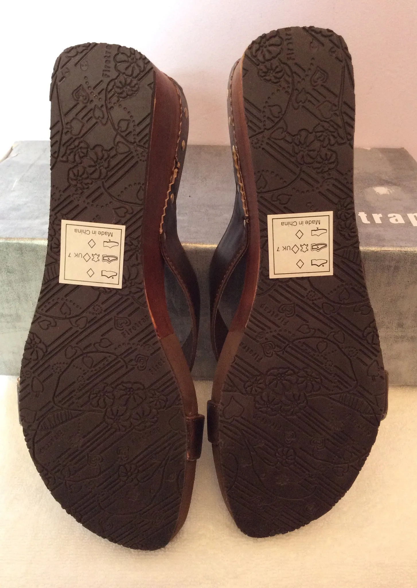 Brand New Firetrap Brown Slip On Wedge Heel Mules Size 7/40