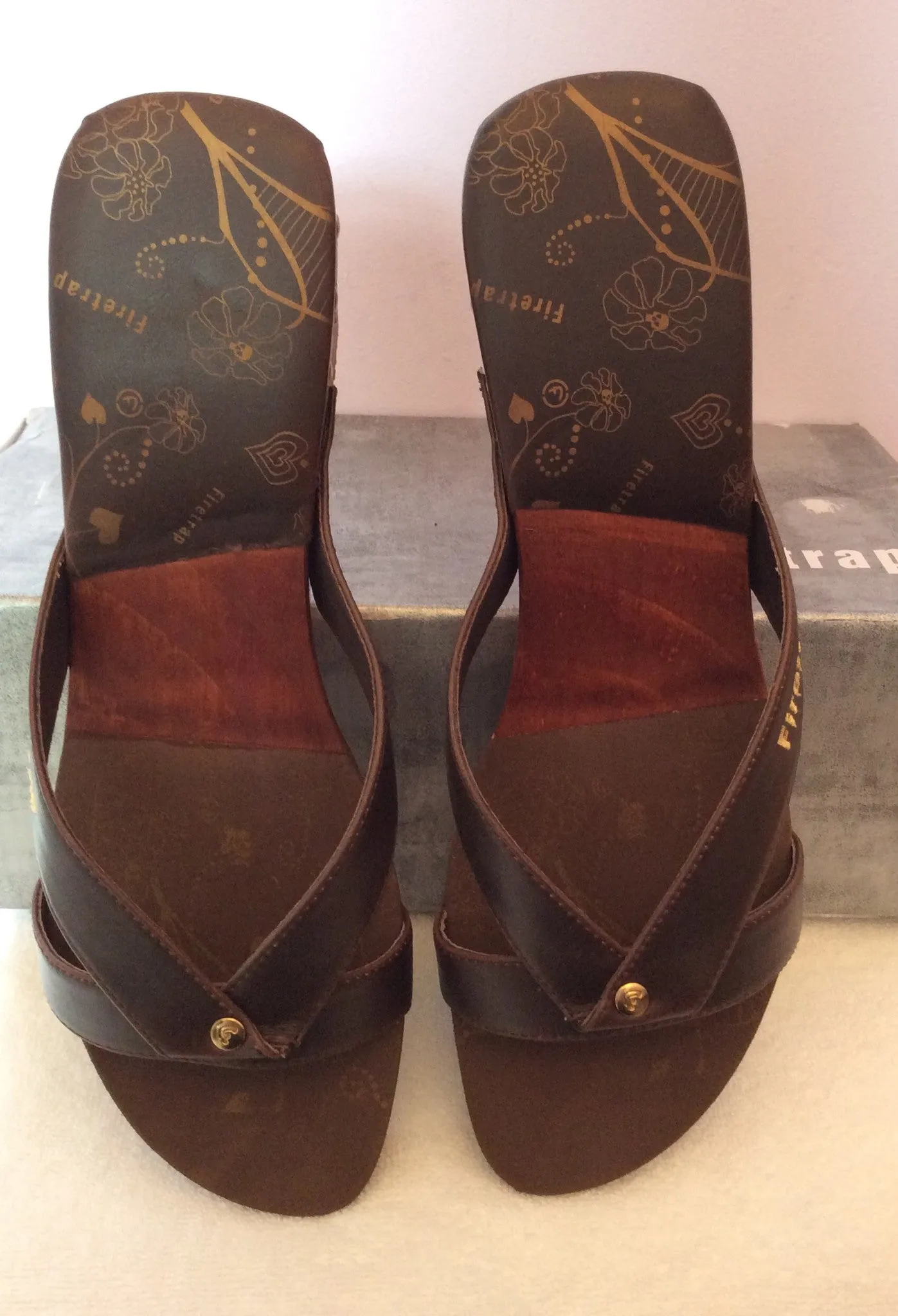 Brand New Firetrap Brown Slip On Wedge Heel Mules Size 7/40