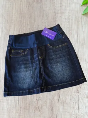 Brand New Seraphine Maternity Blue Denim Mini Skirt - Size Maternity UK 6