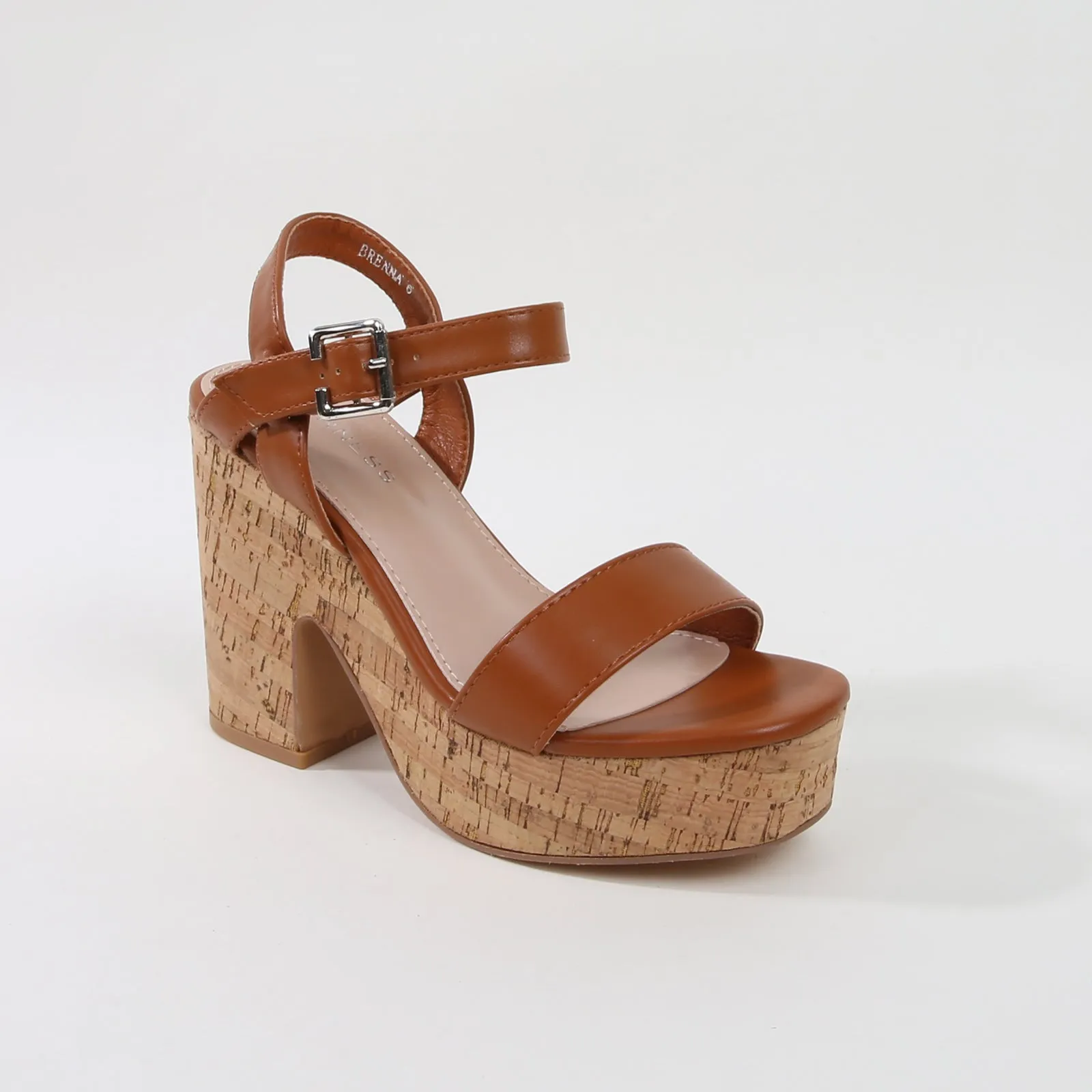 Brenna Leather Cork Platform Heels