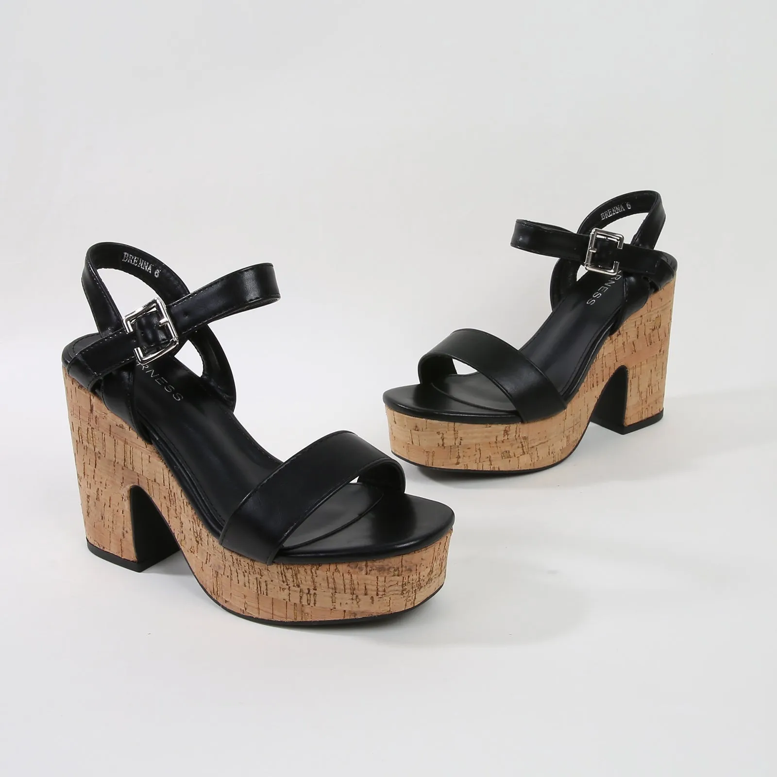 Brenna Leather Cork Platform Heels