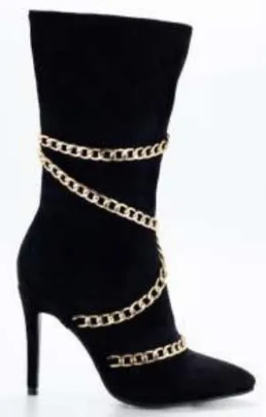 chain wrapped pointy toe stiletto