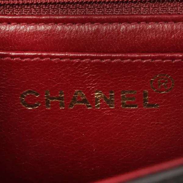 Chanel Around 1995 Made Classic Flap Handbag With Micro Bag Black