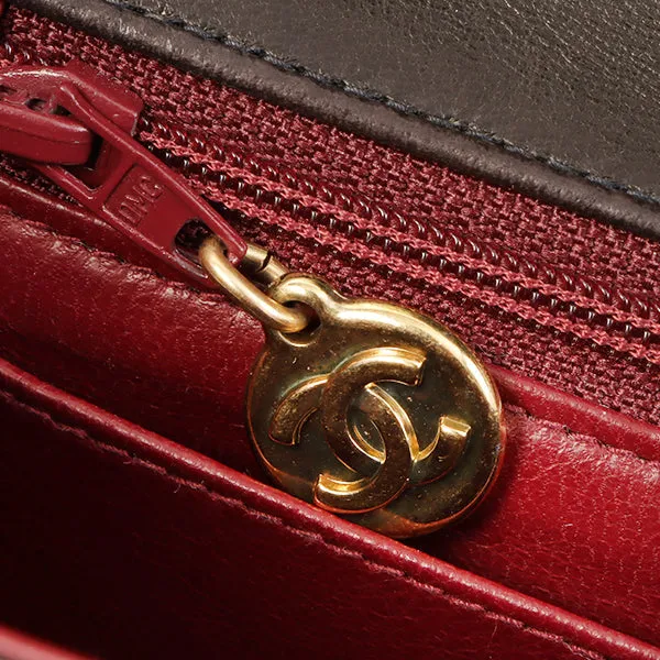 Chanel Around 1995 Made Classic Flap Handbag With Micro Bag Black