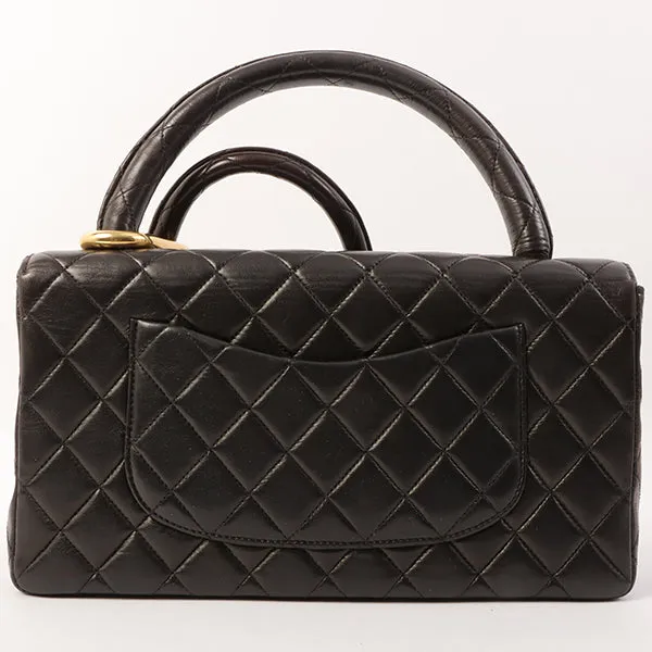 Chanel Around 1995 Made Classic Flap Handbag With Micro Bag Black
