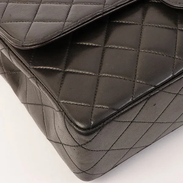 Chanel Around 1995 Made Classic Flap Handbag With Micro Bag Black
