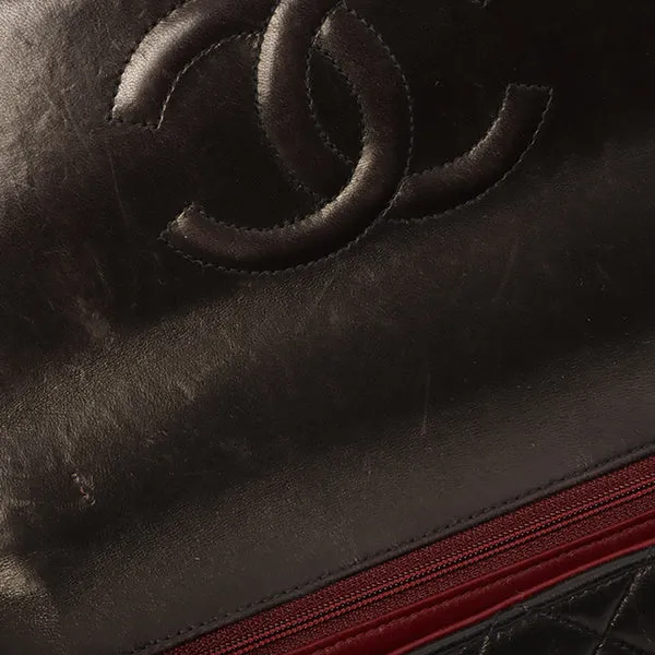 Chanel Around 1995 Made Classic Flap Handbag With Micro Bag Black