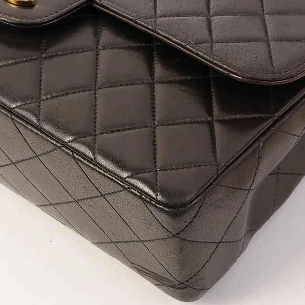 Chanel Around 1995 Made Classic Flap Handbag With Micro Bag Black