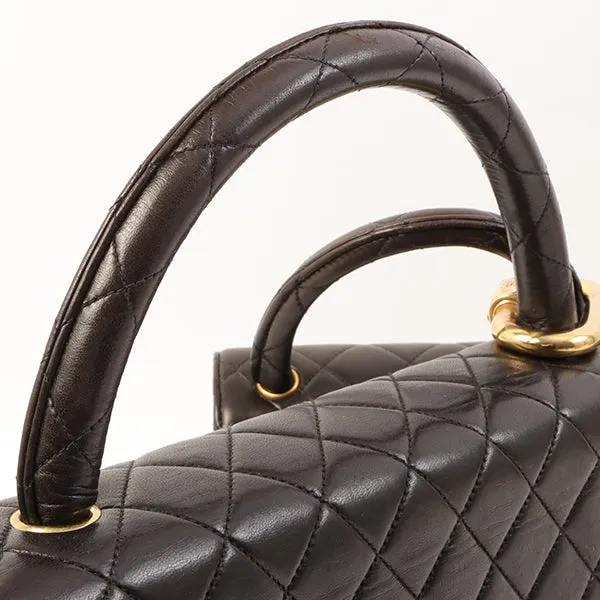 Chanel Around 1995 Made Classic Flap Handbag With Micro Bag Black