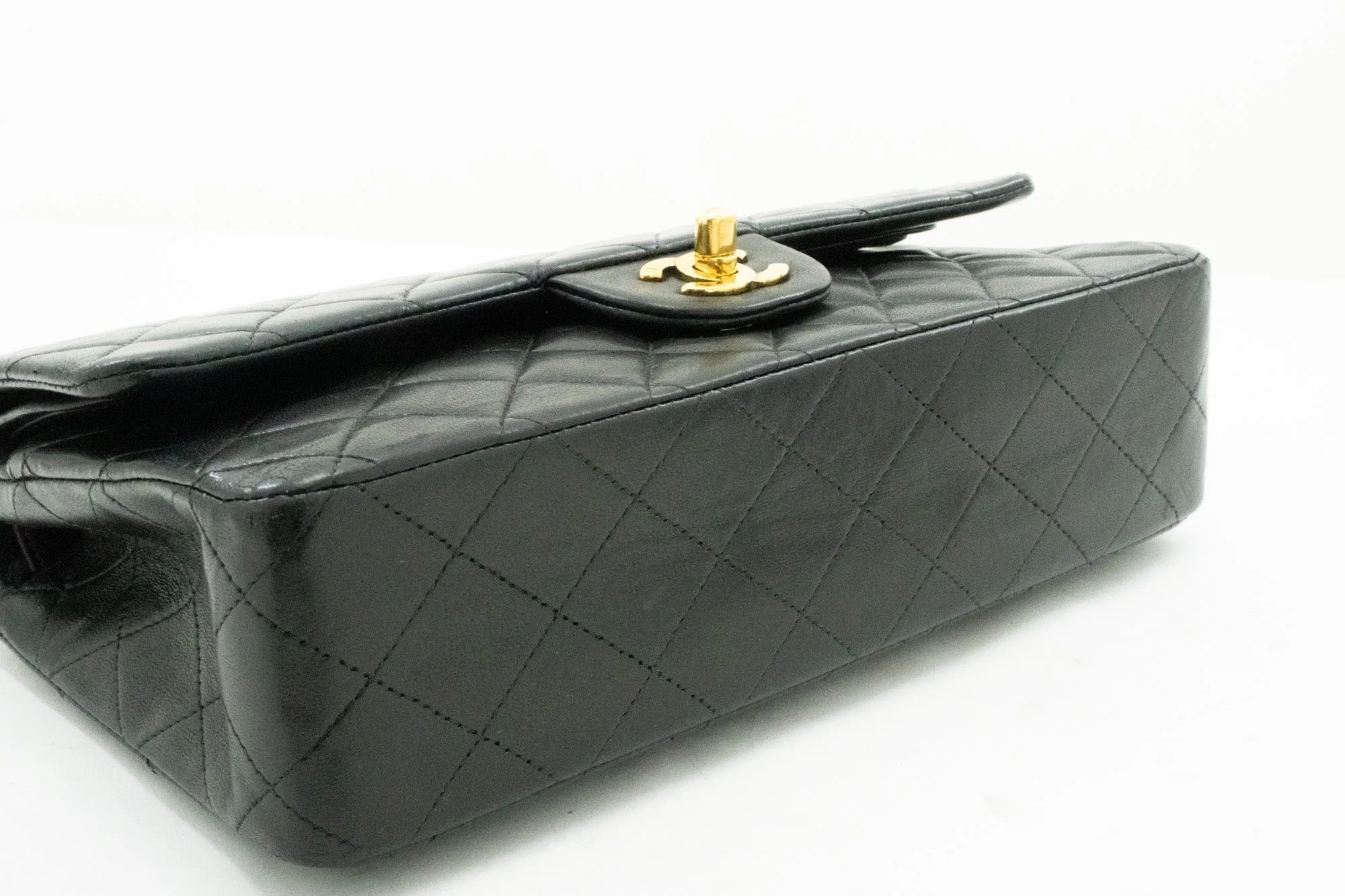 CHANEL Classic Double Flap Medium Chain Shoulder Bag Black Lamb