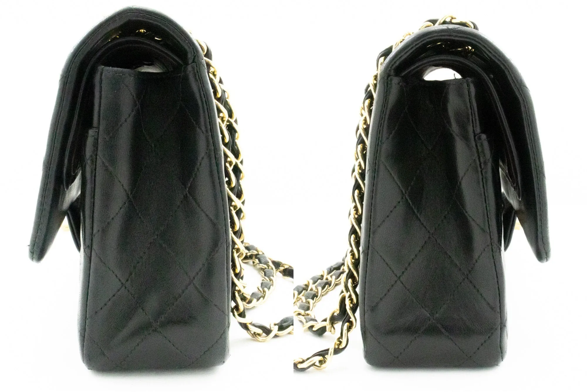 CHANEL Classic Double Flap Medium Chain Shoulder Bag Black Lamb