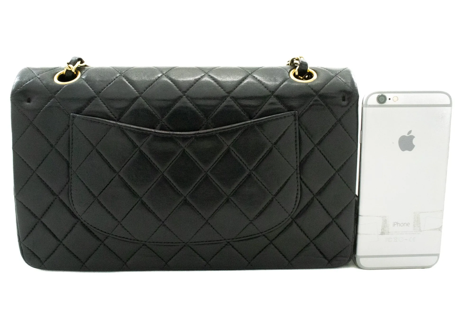CHANEL Classic Double Flap Medium Chain Shoulder Bag Black Lamb