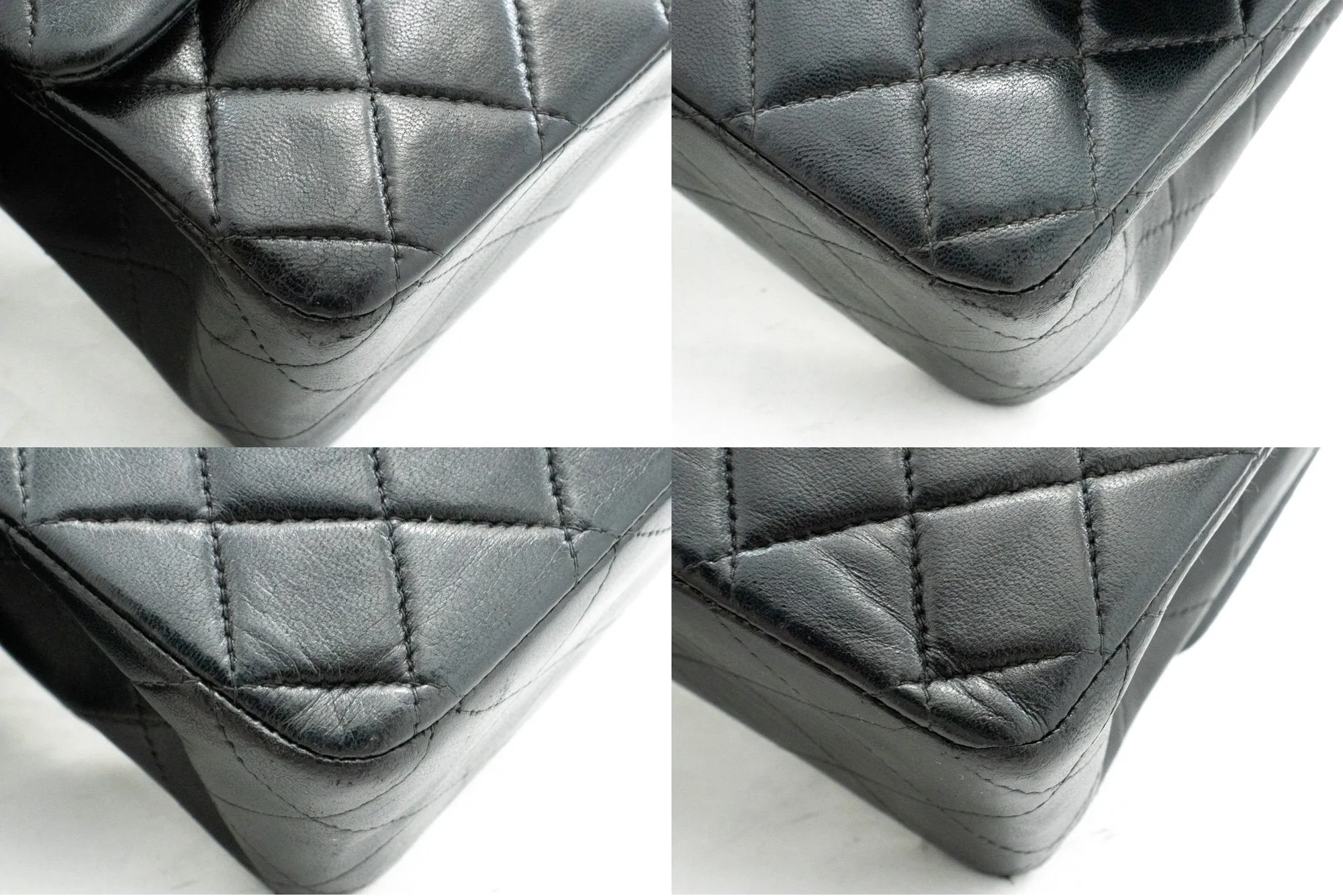 CHANEL Classic Double Flap Medium Chain Shoulder Bag Black Lamb