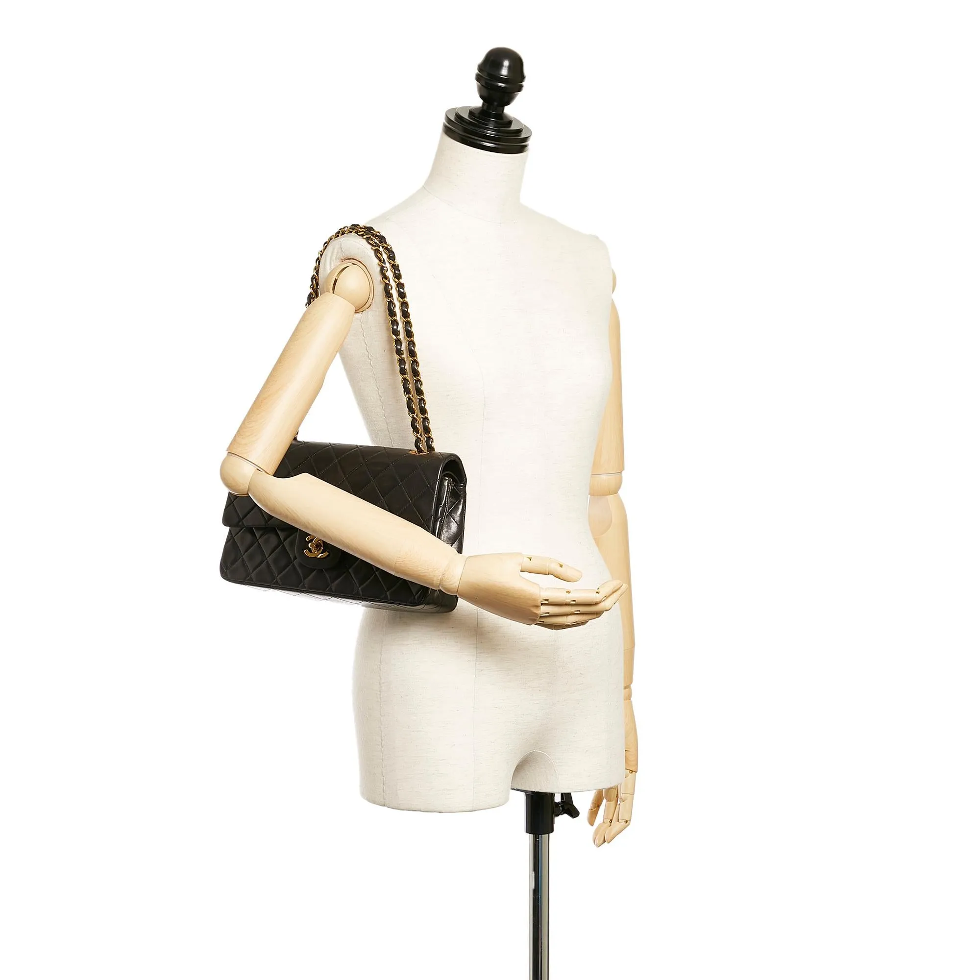 Chanel Classic Lambskin Leather Double Flap Bag (SHG-27218)