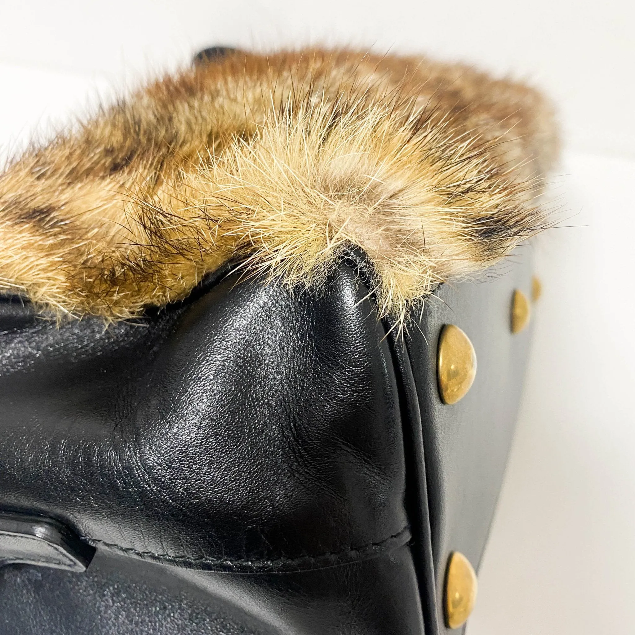 Classic Baby Duffle Bag Leather with Fur