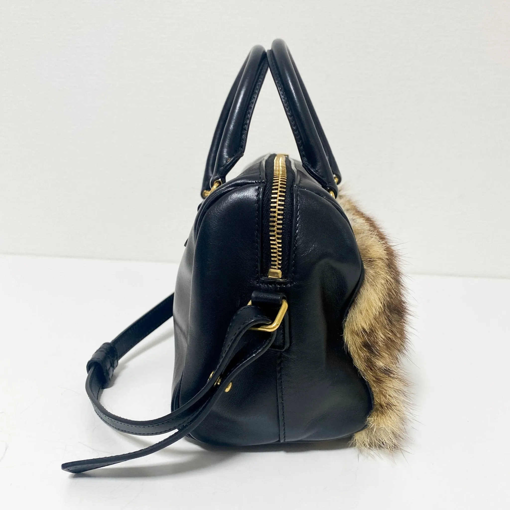 Classic Baby Duffle Bag Leather with Fur
